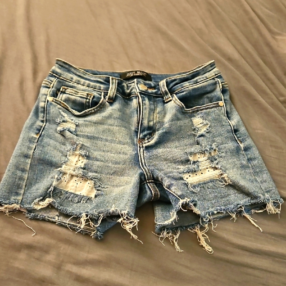 Size S Judy Blue Distressed Denim Blue Shorts